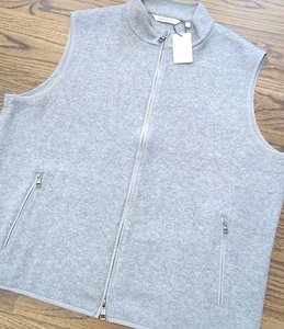Peter Millar Crown Flex Fleece Full Zip Vest 100% Wool British Gray Sz XL $495 - Picture 1 of 8