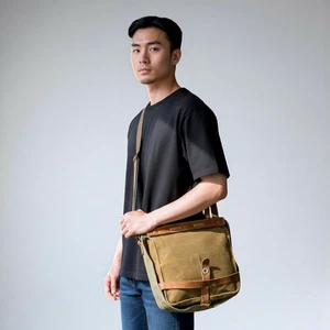 Vintage Swiss Rubberized Canvas Bread Bag Satchel - Picture 1 of 6