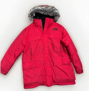 THE NORTH FACE TNF F08 Down Parka Hooded Coat McMurdo Fur Trim Size XL Red - Picture 1 of 11