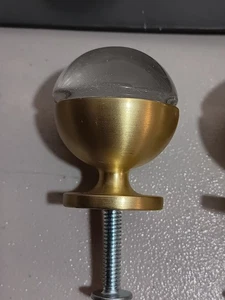 Menge 8-1,2 Zoll Schrank Schublade Klarglas Kristall Gebürstetes Messing Knöpfe Rund - Bild 1 von 7