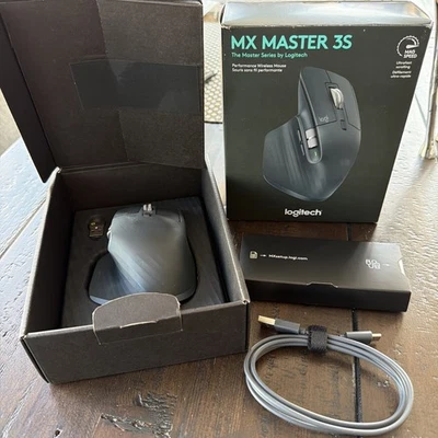 LOGITECH MX MASTER 3S WIRELESS MOUSE STANDARD EDITION WITH USB RECEIVER GRAPHITE - Image 1 of 4