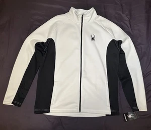 Spyder Mens Stellar Full Zip Sweater Jacket Waffle Knit XL White NEW $129 Retail - Picture 1 of 21