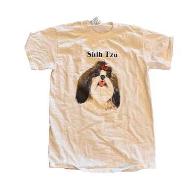 Vintage 90s Shih Tzu dog T-shirt size Small puppy cute - Image 1 of 4