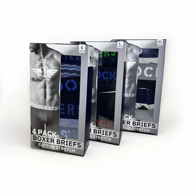 Nuevo paquete de 4 calzoncillos boxer Dockers para hombre colores surtidos algodón elástico tallas S M L XL Foto 1 de 4