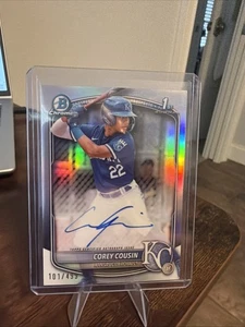 COREY COUSIN 2025 BOWMAN CROMO PRIMER AUTÓGRAFO REFRACTOR AUTOMÁTICO/499 - Imagen 1 de 2