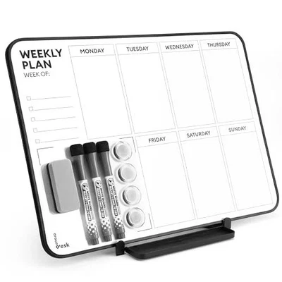 Double Sided Weekly Dry Erase Board with Stand 16"x12", to-do List White Board - Image 1 of 4