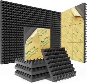 12 Pack Pyramid Sound Proof Foam Panels with Self-Adhesive, 12" X 12" X 2" - Picture 1 of 6