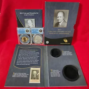 2015-P Eisenhower Coin & Chronicles Set ANACS RP70 Reverse Dollar & Silver Medal - Bild 1 von 4