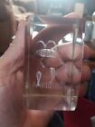 Crystal Glass 3D Laser Etched Dolphins Solid 2” Square Cube Paperweight