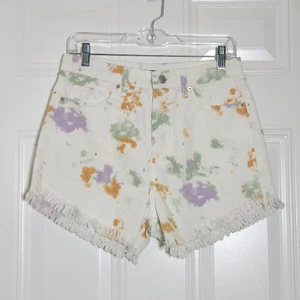 Pantalones cortos Wild Fable Tie Dye talla 6 con botones de elevación más alta mosca dobladillo crudo flecos nuevos sin etiquetas - Imagen 1 de 11