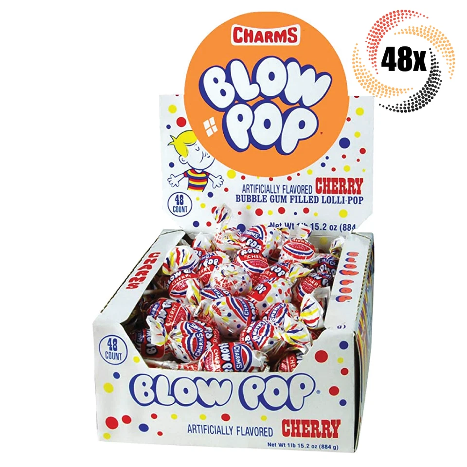 Charms Blow Pops Cherry Lollipops 48 Lollipops/box 31.2 Ounce