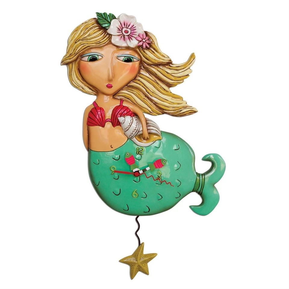 Allen Designs Shelley Mermaid With Starfish Pendulum Clock P1610 - Image 1 of 1