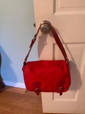 Authentic Moschino Cheap & Chic Red Nylon and Leather Shoulder Bag - Image 1 of 4