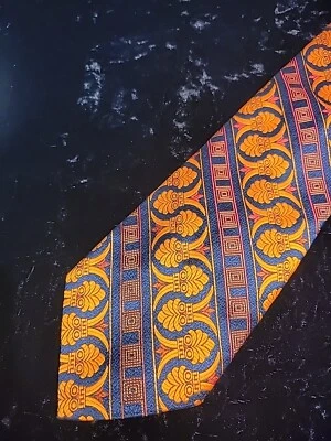 Traje Floral Azul Naranja Corbata Cuello Clip Vintage Distinctive Creations Para Hombre Foto 1 de 4