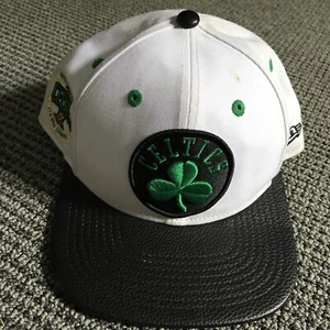 Boston Celtics New Era 9Fifty Osfa Adjustable Hat Leather Bill - Picture 1 of 12