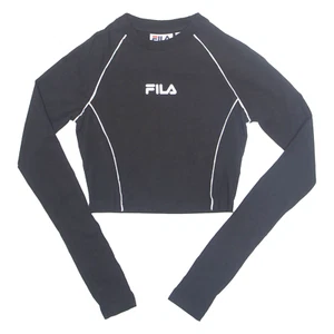 FILA Cropped Womens T-Shirt Black Long Sleeve XXS - Picture 1 of 6