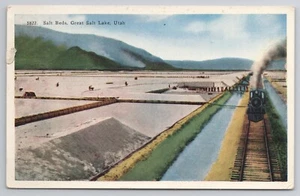 1915-30 Postkarte Salzbetten Great Salt Lake Utah Eisenbahn Schienenzug - Bild 1 von 2