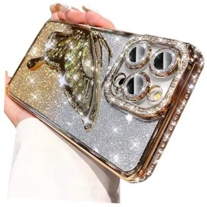 for iPhone 16 Pro Max Glitter 3D Butterfly Case, Cute Luxury Bling Sparkle Gold - Picture 1 of 7