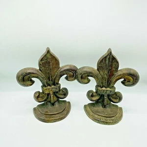 Wrought Iron Fleur De Lys Book Ends Bookends French Chateau Cottage Core - Picture 1 of 7