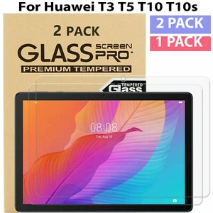 2x 1x Screen Protector Tempered Glass For Huawei MediaPad T3 7 10 T5 10 Cover UK - Picture 1 of 6