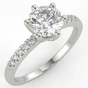 1.01 Ct Round Cut VS1/D Solitaire Pave Diamond Engagement Ring 14K White Gold - Picture 1 of 6