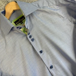 BERTIGO Men's Shirt EU 2 Small Blue Dress Contrast Flip Cuff Wedding Work Suit - Picture 1 of 9