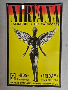 Poster concerto Nirvana 1994 Dublino Irlanda 11 x 17 incorniciato - Foto 1 di 2