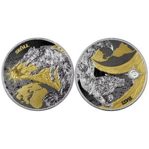 Ragnarök: Sköll & Hati Geminus 2 x 1 oz Silver 2024 Gilded Coin - Zdjęcie 1 z 11
