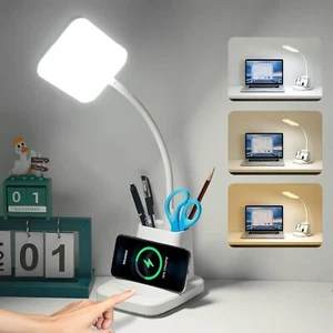 3-in-1 LED Desk Lamp with Wireless Charger & Pen Holder - Adjustable Lighting - Picture 1 of 10
