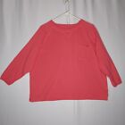 Eddie Bauer Sweater Women Large Pink Cotton Pocket Crew 3/4 Raglan Sleeve 90S