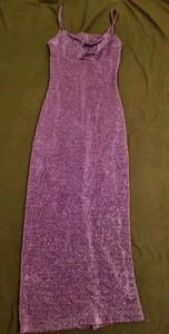 Vintage All That Jazz Strappy Prom Dress Purple Sparkle Form Fitting Size L 12 - Picture 1 of 5