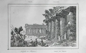 ITALY: SALERNO, PAESTUM WITH GRECO/ROMAN TEMPLES.LEMAITRE.ITALIA.Artaud.1835 - Picture 1 of 1
