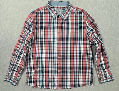 Bachrach Button Down Dress Shirt Mens 3XL Long Sleeve Plaid Pink Blue Preppy - Image 1 of 4