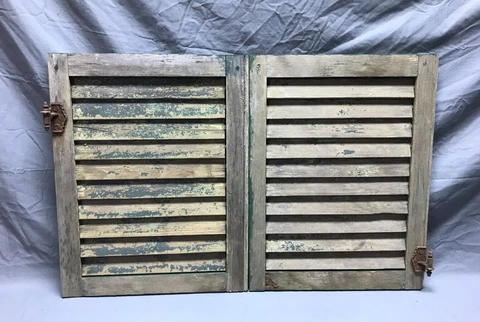 Pair Vintage Shabby Antique House Wood Window Shutters 16x20 Chic Old 222-23B Cover