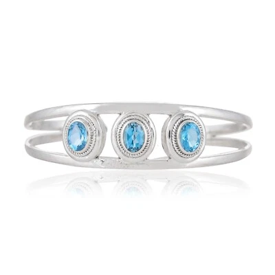 ZIVORI Blue Topaz Cuff 925 silver blue gemstone jewelry designer cuff for women Foto 1 de 4