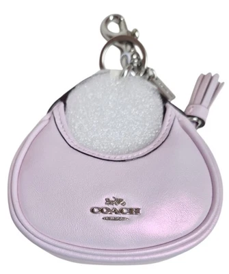Coach Mini Carmen Bolso Dije Llavero Plata Rosa Cuero Perlado CBL92 Nuevo Foto 1 de 4