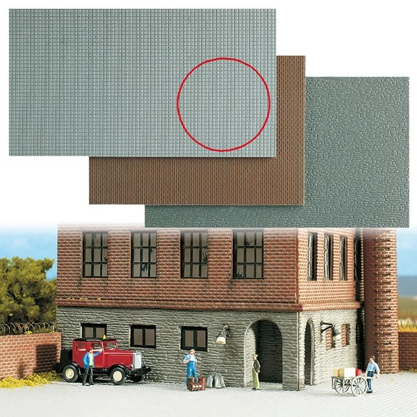 Busch 7401 A Scale Self-Adhesive Textured Wall/Pavement Sheet -- Gray Sidewalk - Image 1 of 1