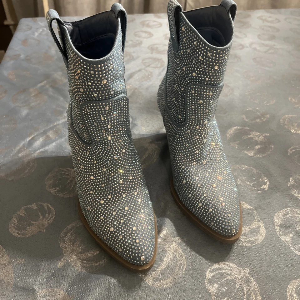 Botines inspirados en Taylor Swift con diamantes de imitación azules excelente estado Foto 1 de 4