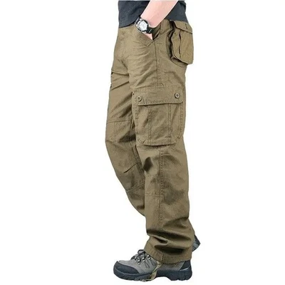 Men’s Outdoor Tactical Cargo Pants Cotton Camo Hiking Trousers Big Size Overalls - Image 1 of 2