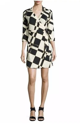 Julie коричневый бежевый черный Milo чек 3/4 рукав мини надежном платье самогон размер S - Изображение 1 из 4