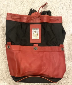 Vintage Coach 1996 Olympische Spiele schwarz rot Leder Kordelzug Rucksack - Bild 1 von 6