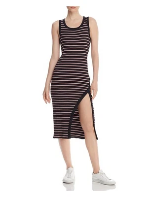 Vestido Vaina JOIE Mujer Negro Acanalado Abertura Sin Mangas Cuello Redondo Midi M Foto 1 de 4