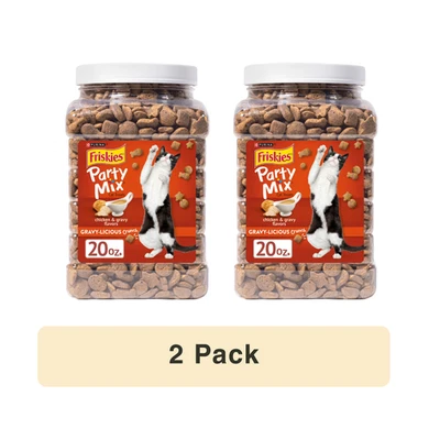 Purina Friskies Party Mix Cat Treats Gravy-Licious Chicken 20oz (2 Pack)