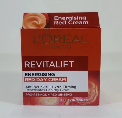 L'Oreal Paris Revitalift Energising Red Day Cream Anti-Wrinkle Firming Glow 50ml - Image 1 of 3