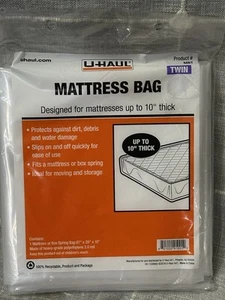 U-Haul Standard Twin Mattress Bag– Moving & Storage Cover for Mattress/Boxspring - Picture 1 of 6