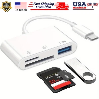 Adaptador lector de tarjetas USB-C a SD/TF tipo C para iPad Macbook Pro/iPhone 15/Samsung Foto 1 de 4