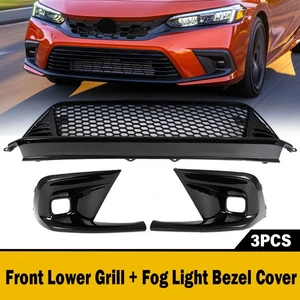Cubierta de bisel de luz antiniebla parrilla inferior negra para Honda Civic 2022-2024 estilo Type-R - Imagen 1 de 15