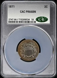 1871 2C Two Cent Piece CACG PR66BN CAC - Picture 1 of 3
