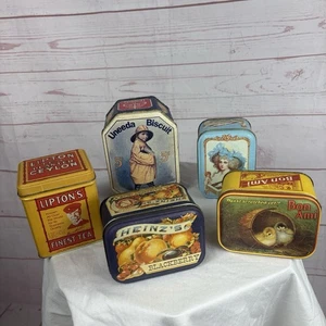 Vintage Lot Of 5 Tins Storage Uneeda Biscuit Lipton Tea Nabisco Advertising Prop - Picture 1 of 7