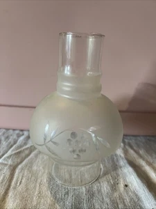 Vintage Hurricane Lamp Shade Opaque Glass Floral - Picture 1 of 5